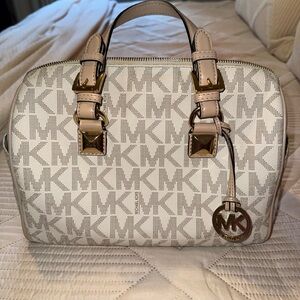 Michael Kors Grayson vanilla Logo Satchel with Gold Hardware